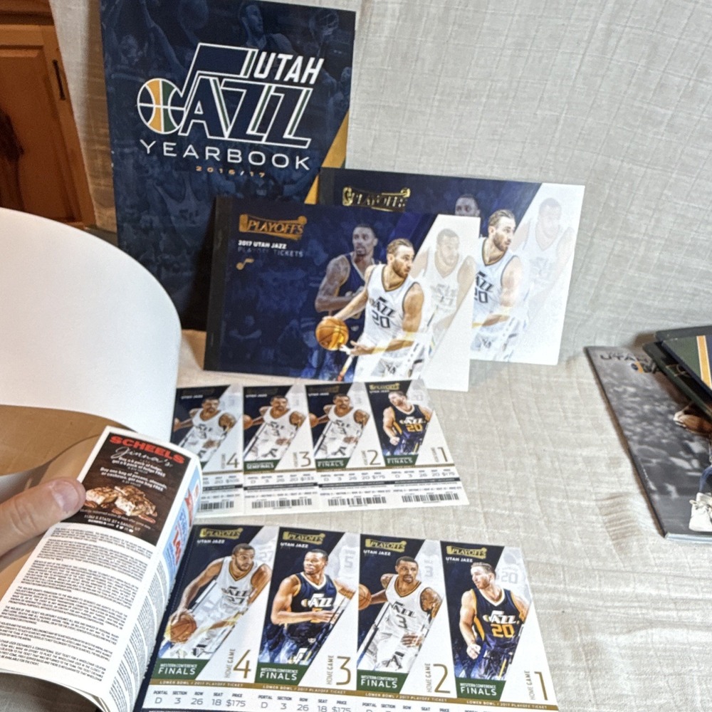 2017 Utah Jazz NBA Playoffs 44 Unused Ticket Stubs & 2016-17 Yearbook Set